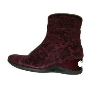 zaida soft style purple velvet ankle booties for women